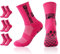 Sykrawki 3 Paires Chaussettes Antidérapantes pour Football, Basketball, Trekking, Handball, Yoga - Hommes et Femmes (FR/ES, Numérique, 39, 46, Taille normale, Taille normale, 3, Rose rouge)