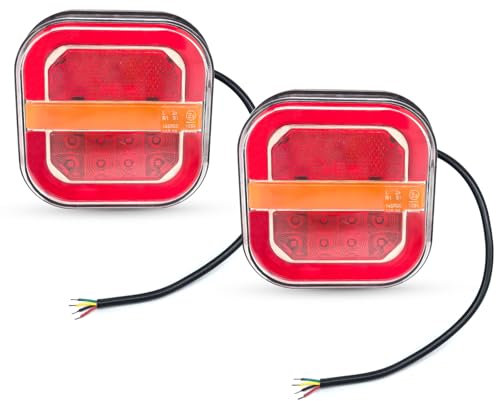 AOJO Anhänger LED Rückleuchten Set -5 Funktionen 12V 24V PKW-Anhänger Beleuchtung Wasserdichte mit Blinker, Bremslichter, Positionslichter, Kennzeichenbeleuchtung