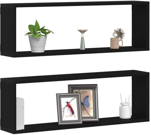 vidaXL Wandregale Wandhalterung 2 STK. Schwarz Eichen-Optik | Ideal für kleine Räume, Passt super zur modernen Deko, Hält bis zu 60 kg