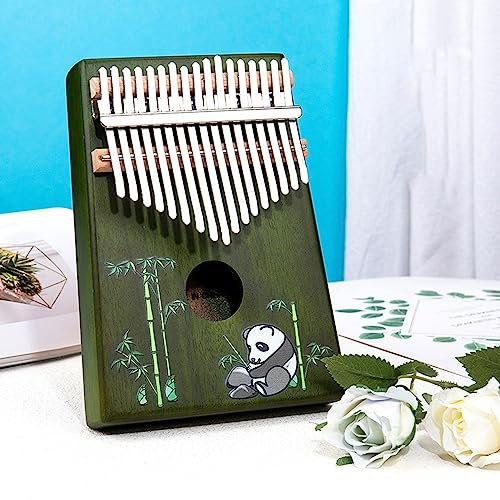 Bunte Handbemalung Kalimba Instrument 17 Tasten Mit Samtbeutel, Stimmpfeife Daumenklavier Anfänger Fingerklavier für Geburtstagsfeiern, Hochzeiten(Schwarz)