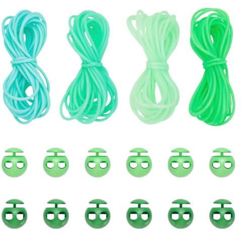 UNICRAFTALE 12 m 4 Farben Maschenstopper Grün Set Hohl PVC Röhrenförmig Synthetische Gummikordel Strickkordel Gummischlauch Strickkordel Friseurkordeln Zum Halten von Maschen Armbändern Und Perlen