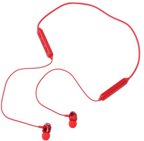 NUOBESTY Magnetische Kabellose Ohrhörer Ergonomisch Leichter Stereo-Earbud Mit Nackenbügel Und Schweißresistent, Std Laufzeit Mit Silikon-ohrhaken Für Sport Und Running Rot