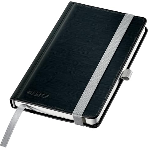Leitz Style A6 Squared Notebook, Hardcover, 160 Pages, 80 Sheets, FSC-Certified 100 g/m² Paper, Elastic Strap & Bookmark, For Office & Home Office, Black, 44911094