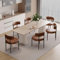 Hawthyhome Esszimmerstühle 6er Set丨PU-Leder Runde Boucle Stühle·Mid-Century gepolsterte Küchenstühle·Dining Chairs mit Metallbeinen·Braun