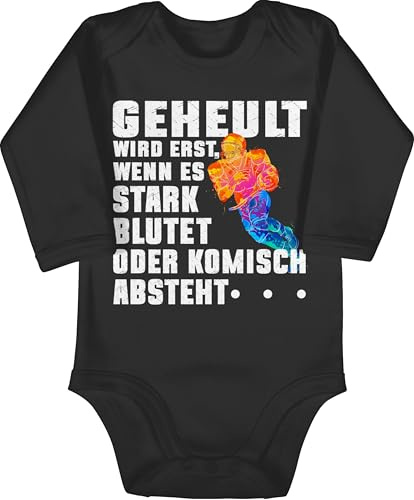 Shirtracer - Baby Body Langarm - Geheult wird erst wenn es stark blutet American Football Spruch Geschenk I American Football Gifts I Touchdown
