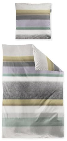 Irisette Feinbiber-Bettwäsche Meran 8617, grün 30, Designed in Germany, mit Reißverschluss, 1 Bettbezug 135x200 cm + 1 Kissenbezug 80x80 cm