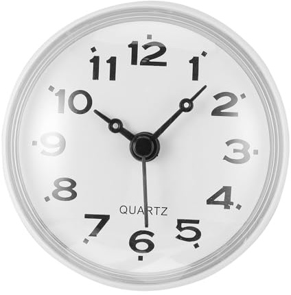 HOOTNEE Wanduhr für Badezimmer und Küche Antibeschlaguhr aus PVC/Kunststoff Lautloses Design Weiß mit Saugnapf