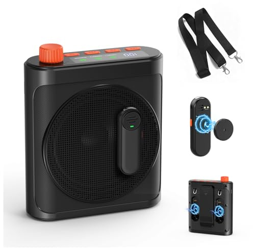 yAyusi Amplificatore Vocale per Insegnanti con Microfono Lavalier Magnetico, Mini Microfono Portatile a Mani Libere e Altoparlante, Microfoni Ricaricabili per Insegnanti per Aule/Riunioni/Discorsi