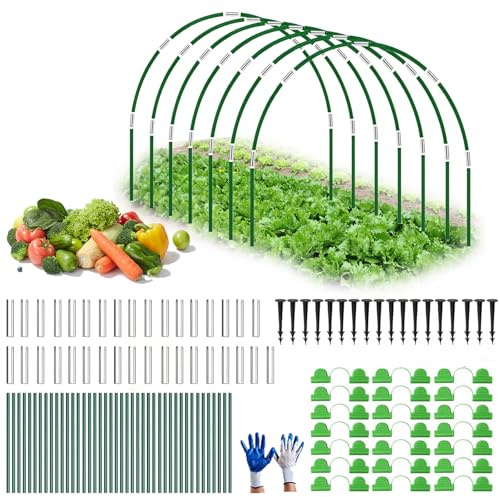 RUTIDA Túnel de lámina para bancal alto, 42 unidades, para plantas de arcos, neumáticos de invernadero de fibra de vidrio, túnel de invernadero, túnel para red, cubierta de plantas, frutas y verduras