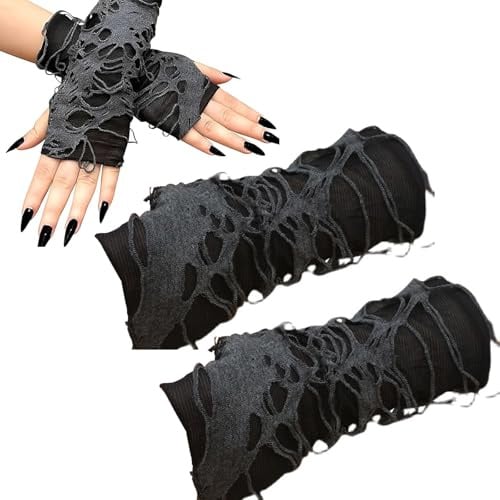 NOLACE Halloween Fingerlose Handschuhe Halloween Handschuhe Kostüm | Gothic Spinnennetz Hexen Accessoires Damen Punkhandschuhe für Halloweens Party Kostüm Kostümzubehör