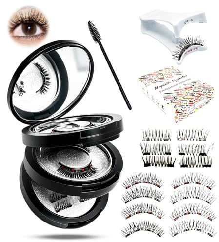4 Pairs Magnetic Eyelashes, Magnetic Lashes Natural Look with Applicator, Reusable False Eyelashes No Need Lash Glue, Magnetic Lash Kit for Daily Use, Easy to Wear and Remove