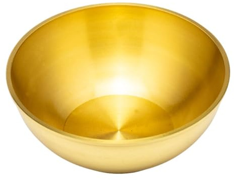 HEANUJJ Cuenco de Latón Puro Dorado para Ofrenda Budista Acabado Resistente y Diseño Elegante, Adecuado para Colocar Interior o Frente al Templo Budista