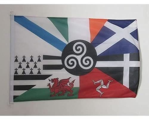 AZ FLAG - Drapeau Celtique multi Spécial Extérieur - 90x60 cm - Pavillon Nautique Celte - Pays Celtes En Maille Bloquée Avec Anneaux Plastiques Intégrés - 80g