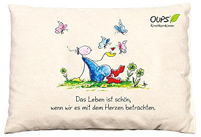 Oups Kirschkernissen 26 x 19 cm, mit Spruch: Das Leben ist schön, wenn wir es mit dem Herzen betrachten