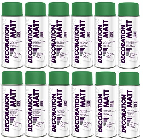 Deco Color 12er Sparpack DC Lackspray matt 400ml nach RAL freie Farbauswahl (12 Dosen in minzgrün MATT RAL 6029)