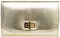 Caspar TA389 elegante Damen Clutch Tasche Abendtasche mit langer Kette, Farbe:gold, Größe:One Size