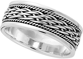 Silverly Keltische Knoten-Verlobungsringe | Damenringe aus Sterlingsilber | Herren-Ehering aus Massivem 925er Silber 8mm Breit Geflochten | Eheringe für Sie und Ihn