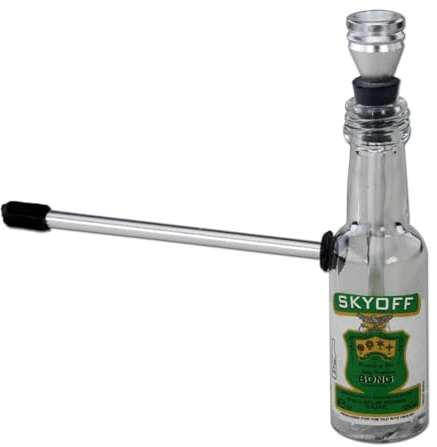 bong-discount Wasserpfeife, Glas-Bong | 15 cm | klar | Glas | Flaschenbong Wodka-Flasche SKYOFF