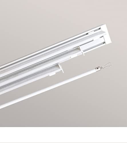LYSEL Outlet Set Schiebegardinenschiene mit Paneelwagen 3-läufig in Weiß, in der Größe (BxHxT) 150cm x 4,5cm x 4,7cm