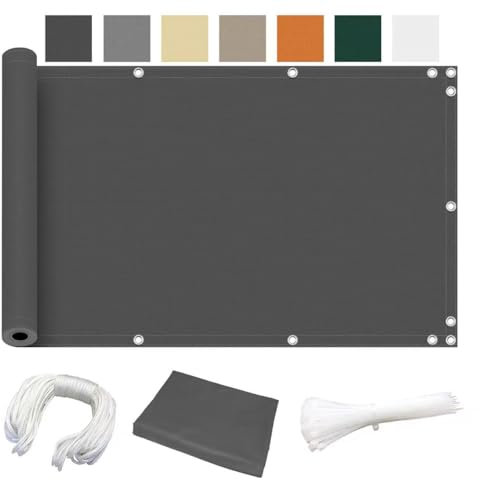 Balkon Sichtschutz Ohne Bohren, (700 Größen 7 Farben) Blickdichte Balkonverkleidung Balkonabdeckung Wetterfest UV-Schutz 100% Schutz der Privatsphäre für Balkon Garten Anthrazit 80x300cm