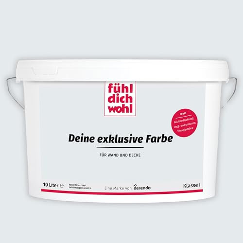 derendo Fühl Dich Wohl Deine Farbe grau, matte Wandfarbe grau, hohe Deckkraft, verschiedene Grautöne zur Auswahl (10L, Lichtgrau 15-16)