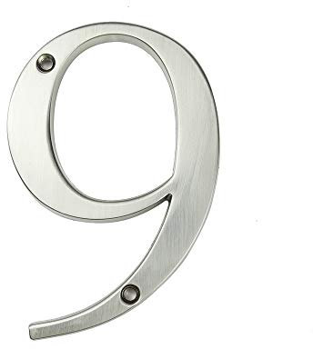 HASWARE Hausnummer Zeichen 4 Zoll (10 cm) moderne Tür Nummern Beschilderung Plaque Street Home Adresse Ziffern Zinklegierung (Silber, 9)