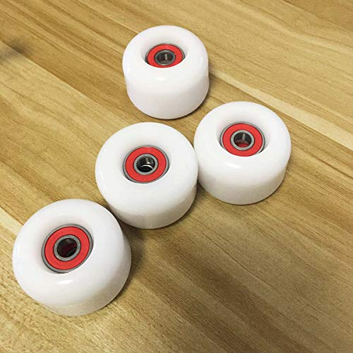 Jonscart Sport-Skateboard-Rollen-Set, 4 Stück, 50 mm x 35 mm, 83 A, weiß, weiche Cruiser-Räder, 8 x Hochgeschwindigkeits-Präzisions-ABEC-9-Kugellager, 4 x Abstandshalter