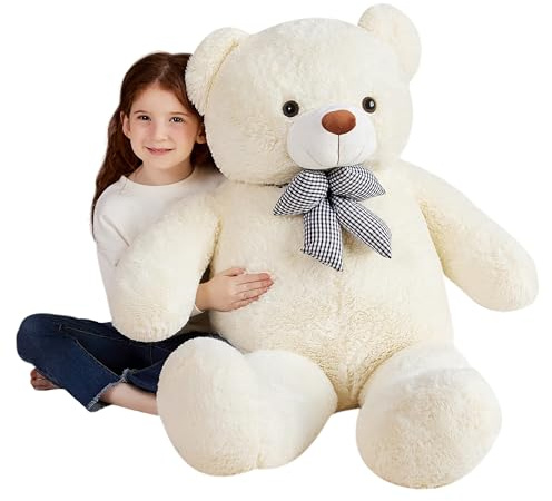 EARTHSOUND Groß Teddybär Kuscheltier Riesen Stofftier,Gross Plüschtiere Große Teddy Bär Jumbo Plüsch Stofftiere,Geschenk für Kinder(120cm, Weiß)