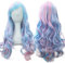 IMISSU 26'' pelucas de pelo natural largo Peluca cosplay con flequillo Pelucas coloridas para fiesta de disfraces de Halloween para mujer (Rosado azul)