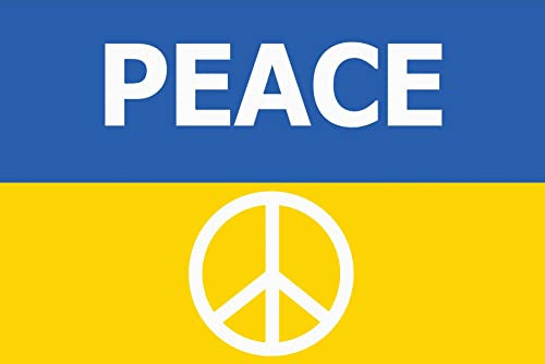 AZ FLAG Bandiera Ucraina Simbolo Pace 150x90cm - Bandiera Ucraina No alla Guerra 90 x 150 cm