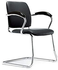 Generic Büro-Schreibtisch-Stuhl-Sessel-Büro, Executive-Freischwinger-Bürostuhl, verchromtes schwarzes Leder – Besucherstuhl