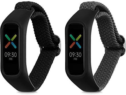 kwmobile 2X Sportarmband kompatibel mit Oppo Band Sport Armband - Sport Ersatzarmband Set aus Nylon für Fitnesstracker - Schwarz Grau