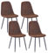 JYMTOM 4er-Set Esszimmerstühle Wohnzimmerstuhl mit Kunstleder Rückenlehne Sessel Scandinavian Vintage Gitter-Design Esstischstuhl aus künstlichem Wildleder mit Metallbeine (4, braun)