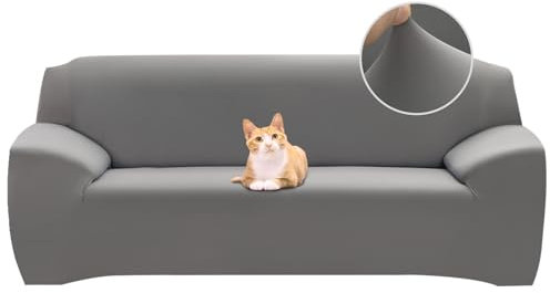 Jaotto Sofabezug 2 Sitzer Elastischer Stretch Spandex Sofa Überwürfe Sofahusse Antirutsch Waschbar Sofaschoner Couchbezug für Sofa mit Armlehne,Grau