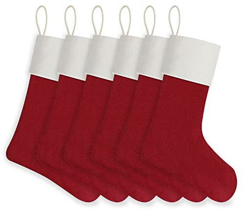 WANZELONYO Weihnachtsstrumpf, 45,7 cm, 6 Stück, Rot