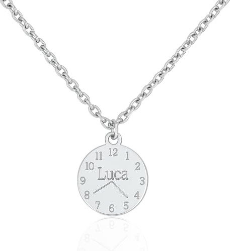 Personalisierte Halskette mit Uhrzeit Gravur als Geschenk zur Geburt | für Mama | für die Freundin | für Frauen