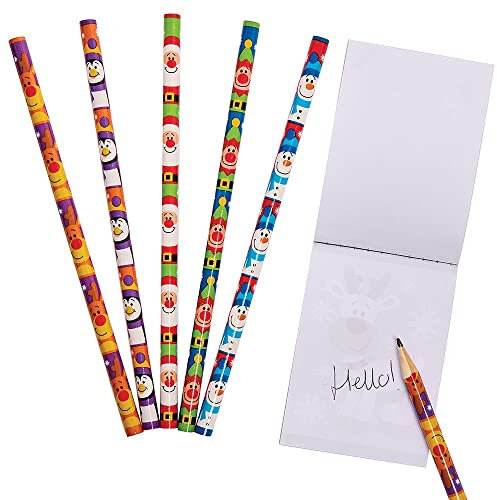 Baker Ross FX405 Großpackung Bleistifte Weihnachten - 15 Stück, Kleine Adventskalendergeschenke für Kinder, Nikolaus Geschenke für Kinder