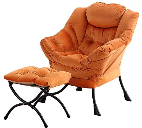 Tiita Faulsessel mit Hocker, Moderner großer Akzent-Loungesessel, Freizeit-Sofasessel mit Hocker, Lesesessel mit Fußstütze für Schlafzimmer, Wohnzimmer, Studentenwohnheime, Garten und Hof