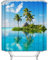 EHOMERY Duschvorhang Für Duschkabine Duschrollo Blickdicht Kleine Insel Im Meer Duschvorhang Comic Vorhang Im Badezimmer Polyester Rostfreie Ösen Und 12 Hakenringe, 90X180Cm