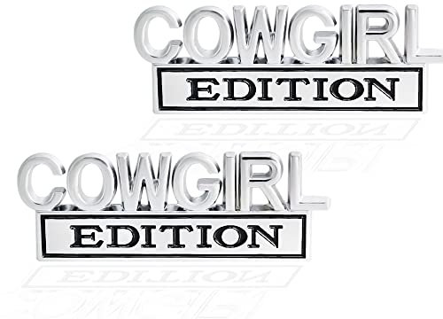 Cowgirl-Edition-Emblem, Auto-Aufkleber, Ersatz für universelle Fahrzeuge, Autos, LKW, SUVs, silberfarben, Schwarz, 2 Stück