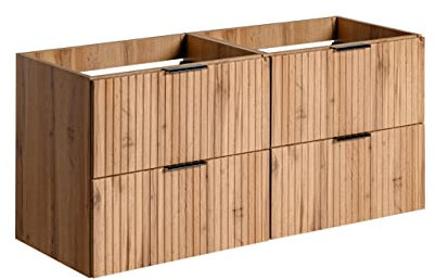 PIASKI ADEL Oak Meuble de lavabo double 120 cm avec plan de travail ou lavabo encastré Meuble de lavabo suspendu Meuble de salle de bain (meuble uniquement)