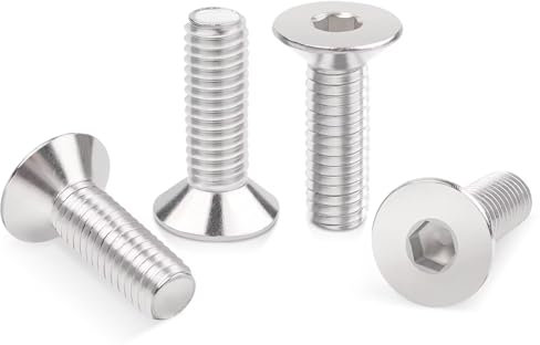 20 pernos avellanados M6 x 20 mm, tornillos Leryati Din7991, tornillos avellanados de cabeza hexagonal de acero inoxidable, tornillos avellanados de cabeza hexagonal plana Allen