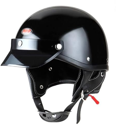Style Allemand Moto Casque Demi Certifié ECE Dot, Casque Moto Ouvert Femme Homme, Moto Casques Jet avec Lunettes, Casque Bol Moto pour Scooter Cruiser Chopper ( Color : F , Size : XL=(61-62cm) )