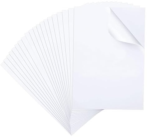 TourKing 20pcs Double Sided Adhesive Sheets 21x29.7cm/ 8.26 x 11.69 inch, A4 White Self Adhesive Tape Sheets, Strong Adhesive Paper for DIY Arts Crafts Photo Albums Making Home Decoration