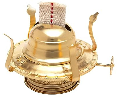 Brass Plated Oil Burner with Cotton Wick - Replacement for Antique Kerosene Lamps | 1 Pack