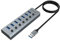 Akasa Powered USB Hub, Aluminium 7 USB Port with 3.2 Gen 1 (5Gbps) Superspeed and Individual Switch for PC Laptop, Desktop and More, Both UK/EU Plugs Included, AK-HB-21BKCM