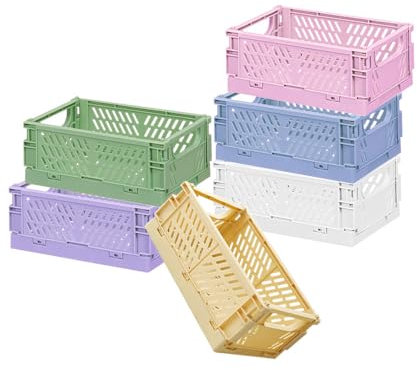 Niaciswe Mini Klappkisten 6 Stück Klappboxen Faltbar Klappkiste Klappkiste Klein Mini klappbox Faltbare Klappbox Klappkorb Klappbox Stapelbar Klappkorb Aufbewahrungskiste Klappkorb Faltbare für Küche