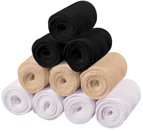 SATINIOR 10 Pcs Cotton Bra Liners Rectangle Under Bra Pads 3 Layer Bra Sweat Liners for Women Sweating Supplies (White, Black, Beige, Medium)