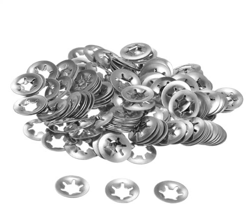 sourcing map Rondelle di bloccaggio a pressione per denti interni, M6 x 14 mm, 150 pezzi, clip di fissaggio, rondelle in acciaio inox