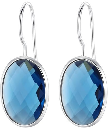 Klassische Wasser Tropfen Himmel Blau Achat Ohrringe Solide MetJakt 925 Sterling Silber Ohrring für Dame Hochzeitsparty Edlen Schmuck (Londoner Blauer Topas)